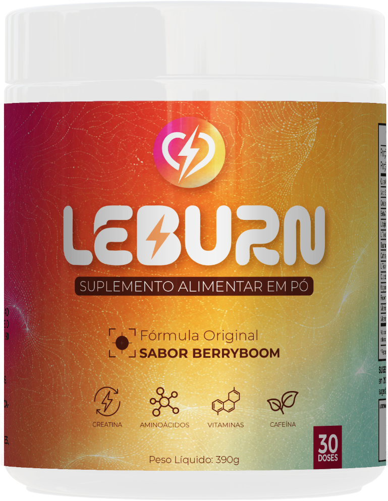 Pote LEBURN — suplemento alimentar em pó, sabor Berryboom